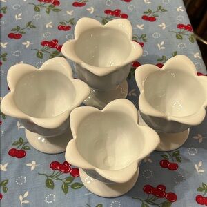White Porcelain Lotus Flower Dessert Bowls